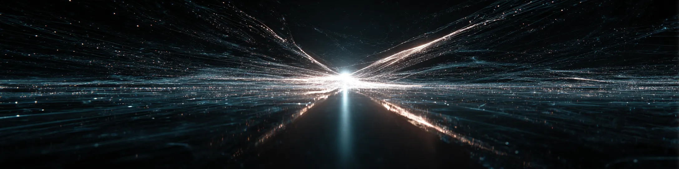 Luminous data threads converging to a single focal point